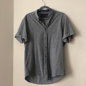 Zara short sleeve no collar grey shirt
